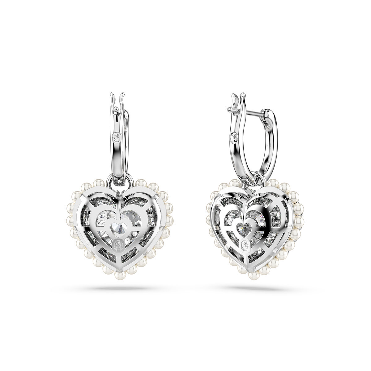Swarovski Hyperbola Crystal and Rhodium Heart Drop Pierced Earrings, Pair